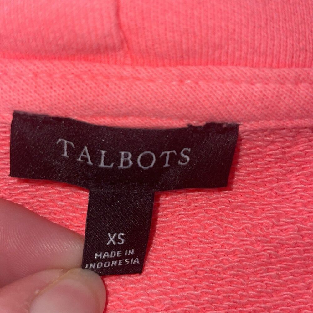 Talbots Women's Hoodie Hooded Sweatshirt Pink Coral Lace-Up Size‎ XS - Picture 4 of 7